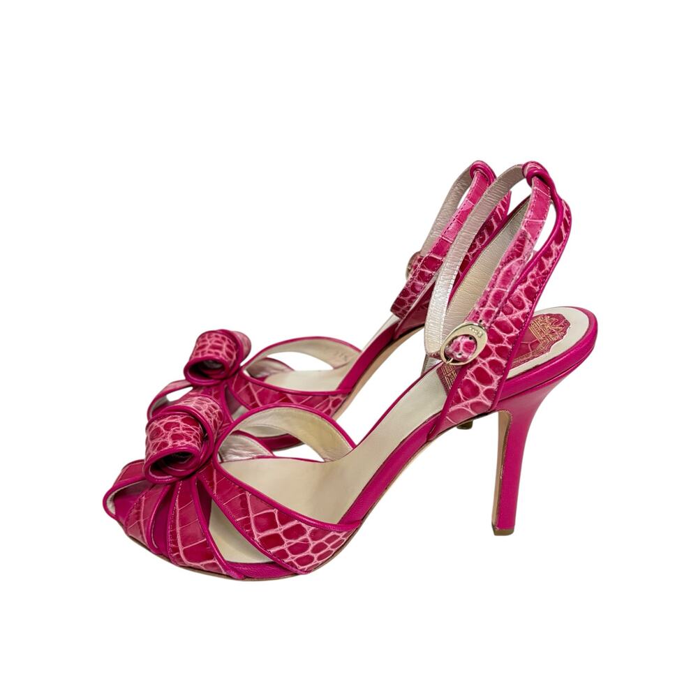 Christian Dior Crocodile Embossed Leather Karma Sandal Violet Moyen 37.5 7.5 - Picture 4 of 9